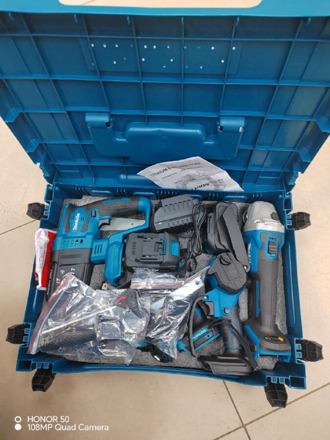 Набор инструментов Mfkita 8х1 Циркулярка, лобзик, учкорез, болгарка, перфоратор, гайковерт, шуруповерт, секатор