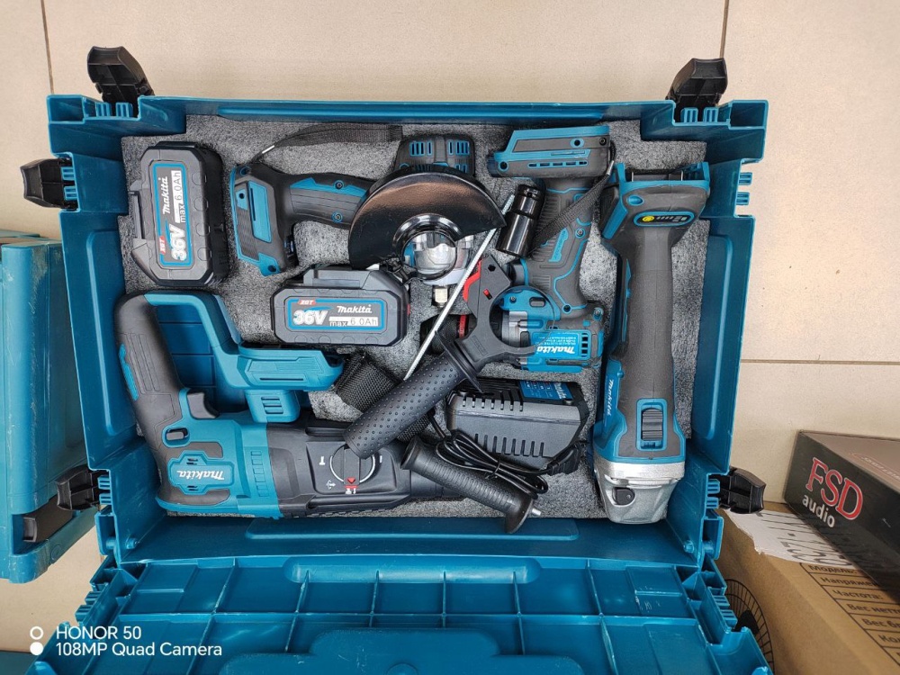 Набор 4х1 Makita Перфоратор, болгарка, гайковерт, шуруповерт