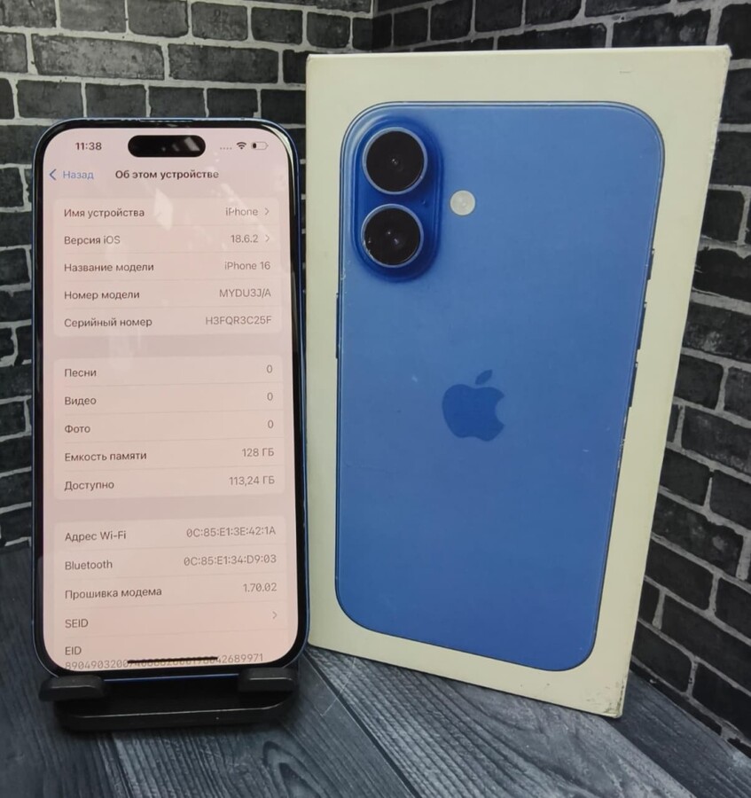 Смартфон iPhone 16 128 gb 100%