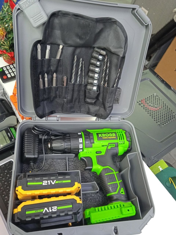 Шуруповерт KRONA 2 АКБ 21V, в кейсе